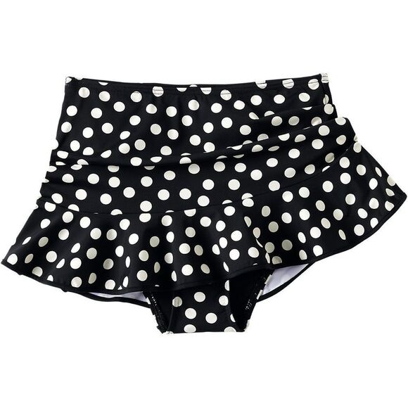 Land's End Ruffle Hem Mini Swimsuit bottom Skirt black white polka dot Various - Picture 2 of 9